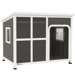 Pawhut Wooden Dog Kennel Outdoor W/ Openable Top | Gray