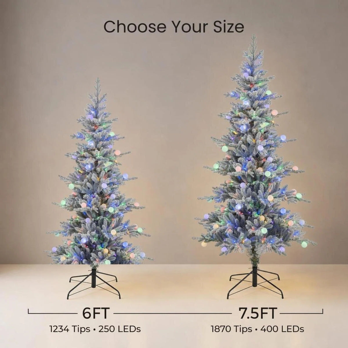 Indoor & Outdoor Living Aurora Winter Glow Flocked White Multi-colour Christmas Tree