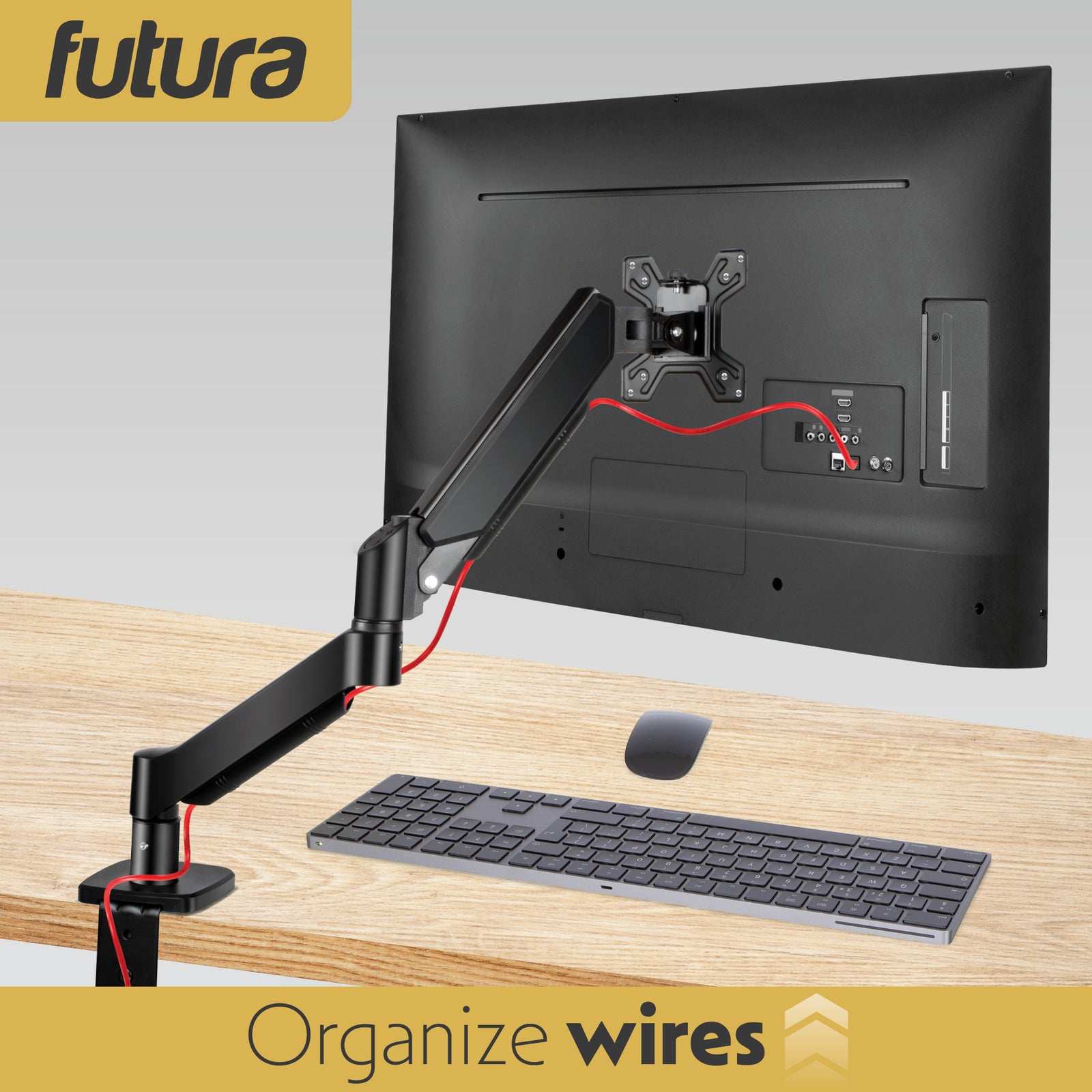 Single & Dual Monitor Arm Desk Mount Gas Spring Bracket 13-32 Inch Screens, Adjustable Stand, Full Motion Tilt Swivel Rotation | Single Monitor Arm | Black