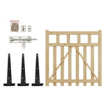 76cm/90cm/120cm Wx120cm H Classic Wooden Garden Gate With Lock Natural Finish, Vertical Slat Design | Large | Natural