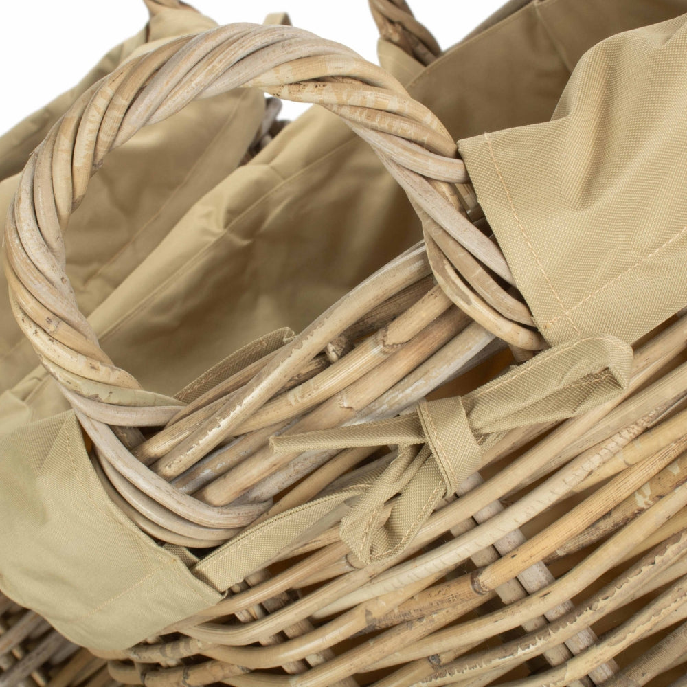 Large Tall Round Fireside Grey Rattan Log Basket With Removable Cordura Lining | Large | Gray