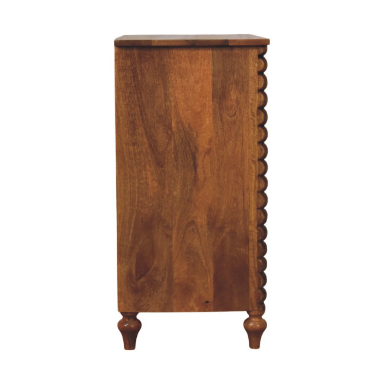 Spindle 3-drawer Chest – Solid Wood, Light Brown Finish