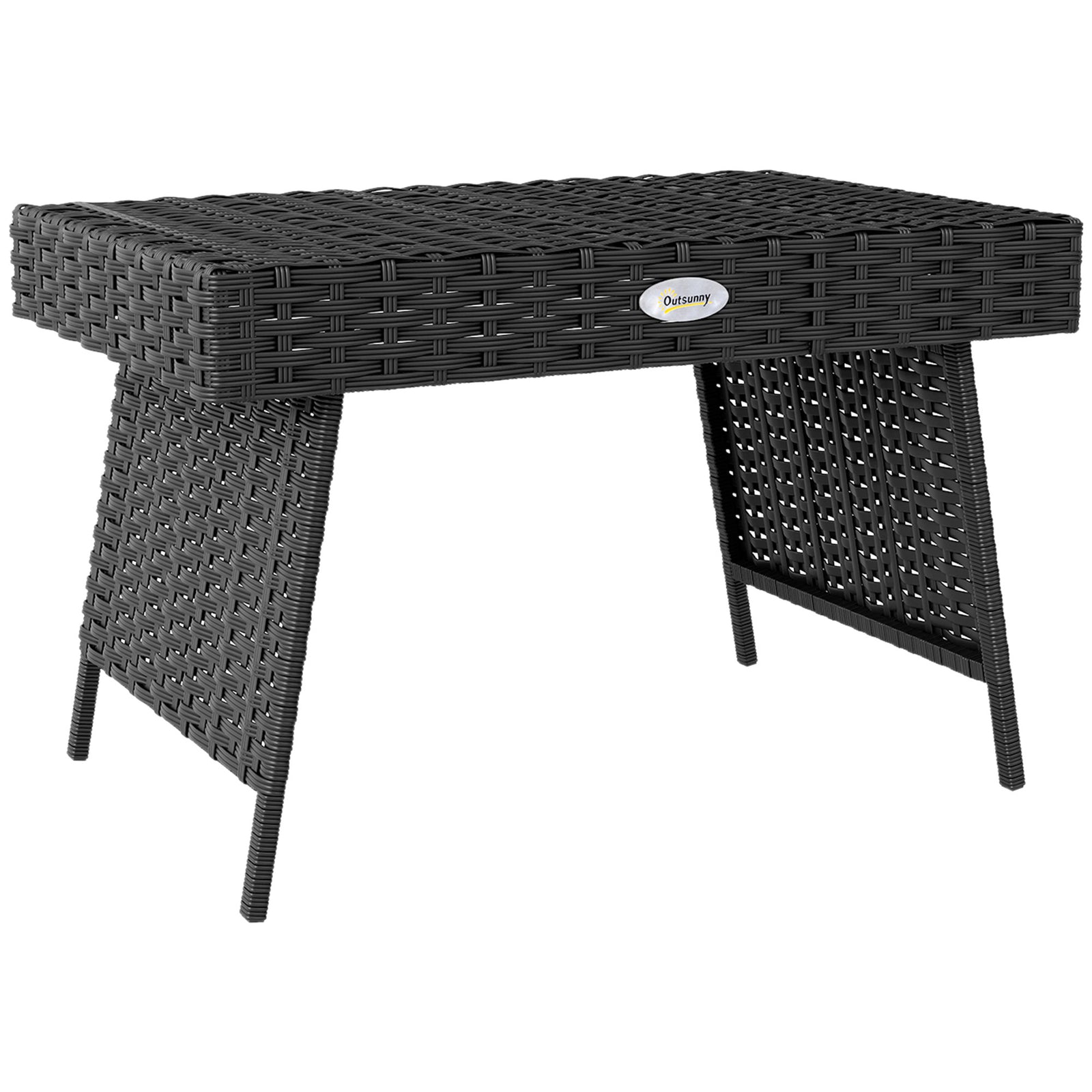 Foldable Outdoor Coffee Table, Steel Rattan Side Table | Black