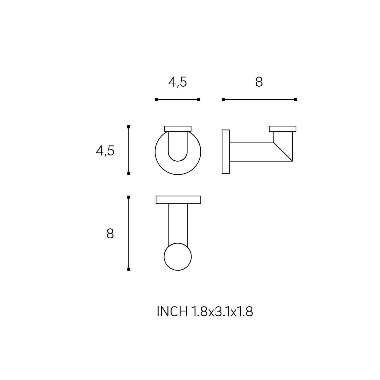 Towel Hook, Robe Hook, Coat Hook, Silver Gloss, Kubic Collection