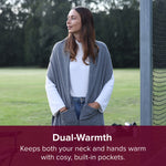 Heated Scarf with Heated Pockets and Rechargeable Battery Pack