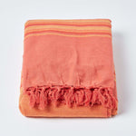 Cotton Morocco Striped Throw | 150cm x 200cm | Terracotta