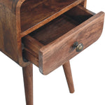 Mini Honey Caramel Curved Bedside With Open Slot