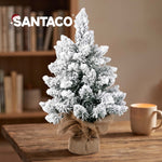 Christmas Tree Mini 49cm Snow Flocked PVC LED Tabletop Desk Xmas White