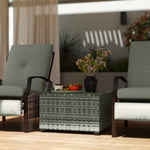 Outdoor Coffee Table W/ Glass Top, Rattan Side Table | Light Grey