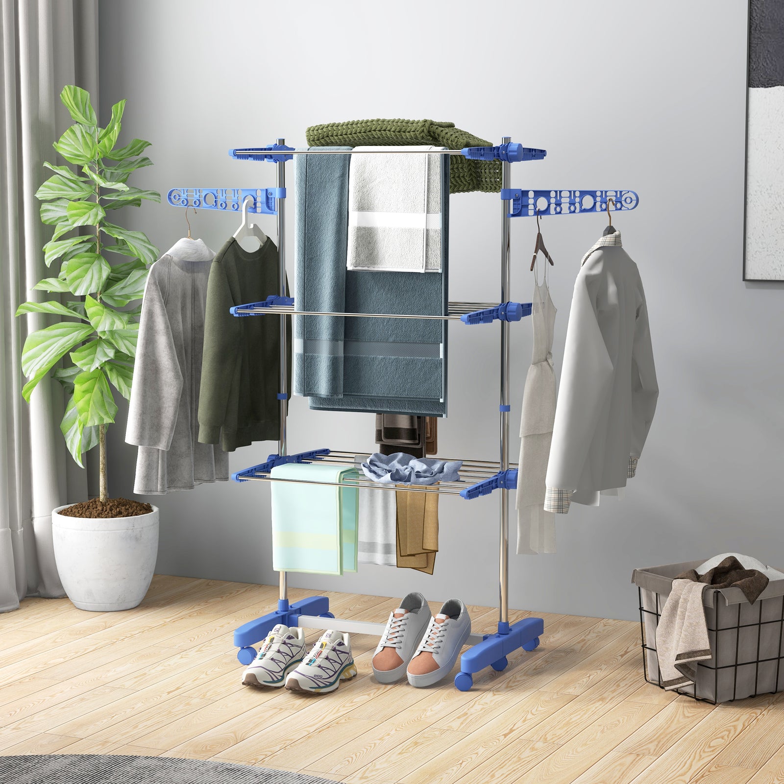 3/4 Tier Clothes Airer Stainless Steel Clothes Drying Rack | Medium | Blue