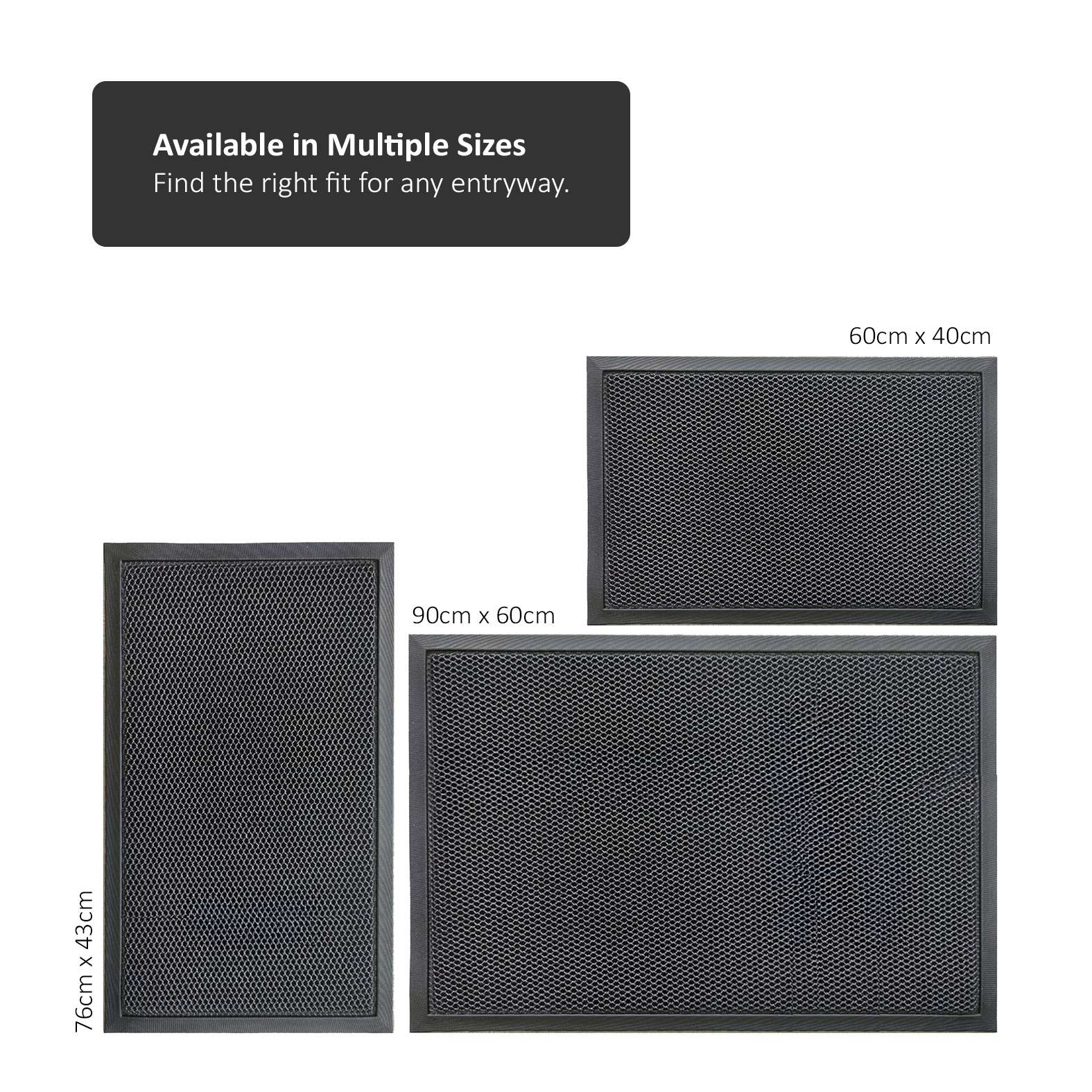 Anti-slip Dirt Trapping Black Meshmat Entrance Doormat | Medium | Black