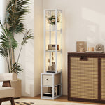 Floor Lamp With Shelves, Led Standing Lamp With Fabric Drawer | White