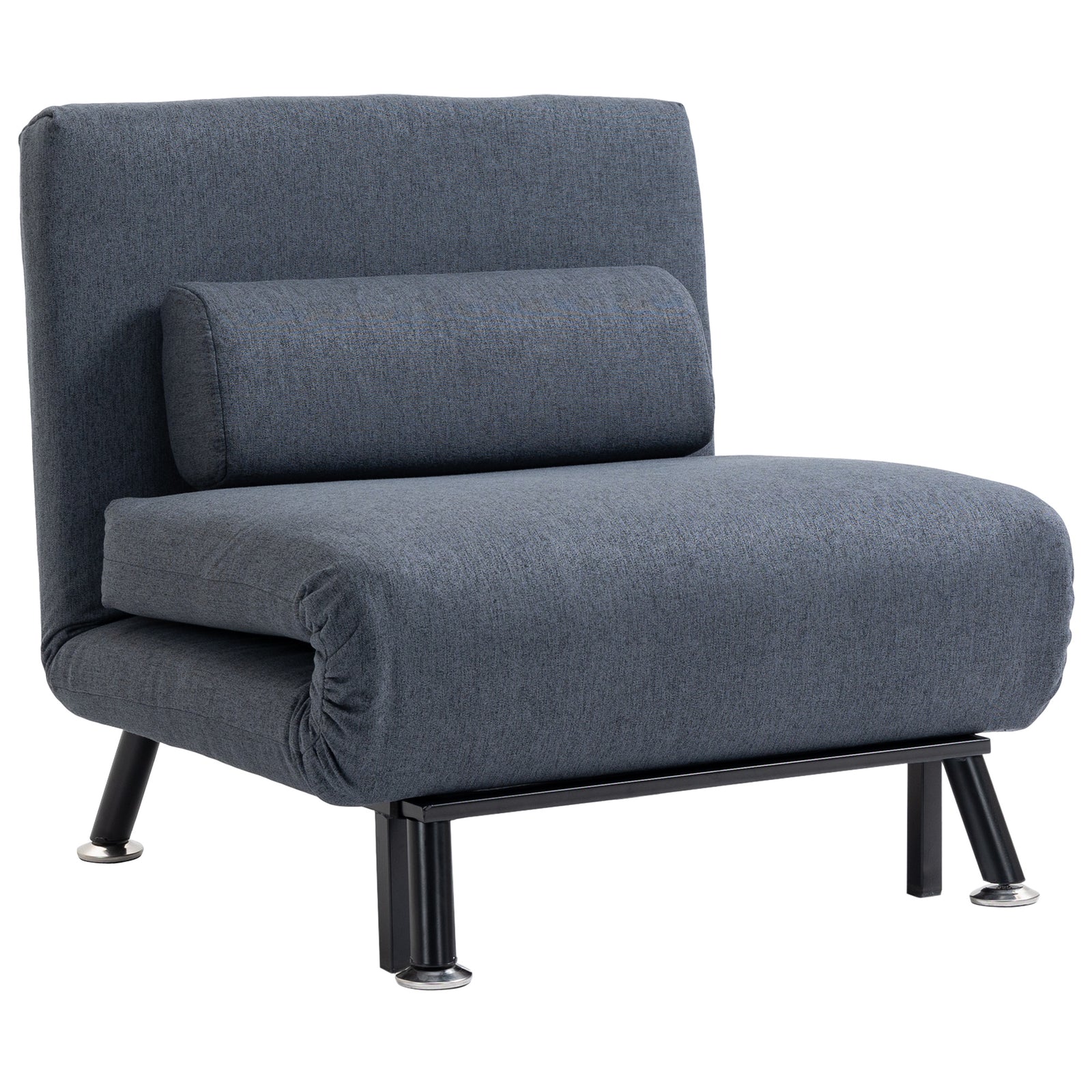 Single Folding 5 Position Convertible Sleeper Chair Sofa Bed | One Size | Black