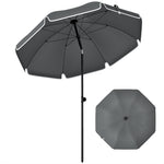 1.8 M Beach Umbrella Parasol With Sand Anchor, Tilt | Grey