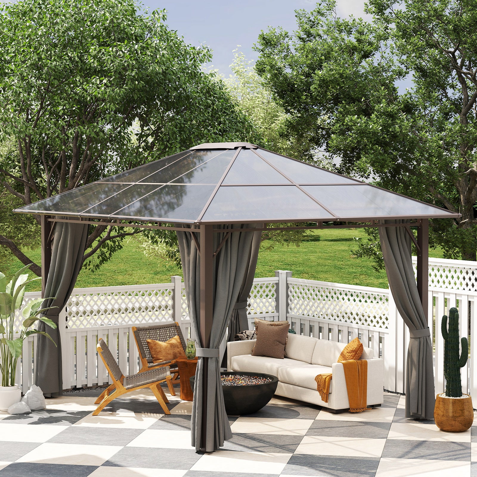3x3.6m Hardtop Gazebo With Polycarbonate Roof