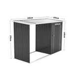 Steel Outdoor Storage Shed With Firewood Log Rack Waterproof Metal Garden Tool Organizer | One Size | Charcoal Black