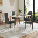 Set Of 4 Modern Faux Leather Armless High Back Dining Chairs | Set-of-4 | Grey
