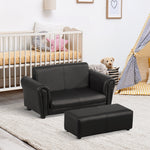 Kids Sofa 2 Seater Childrens Armchair Furniture Bedroom Playroom | Black