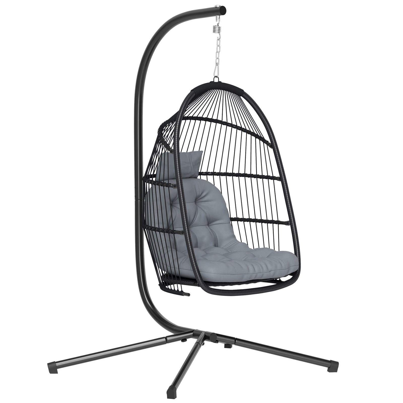 Outsunny Dark Grey Rattan Egg Chair, 150kg