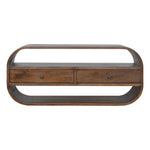 Solid Wood Chestnut Curved Edge Media Unit With 2 Drawers