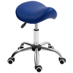 Pu Leather Saddle Stool W/ Moulded Padded Seat Adjustable | One Size | Blue