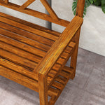 Wooden Garden Bench W/ Armrests
