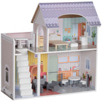 Dolls House With 13 Pieces Furniture & Accessories