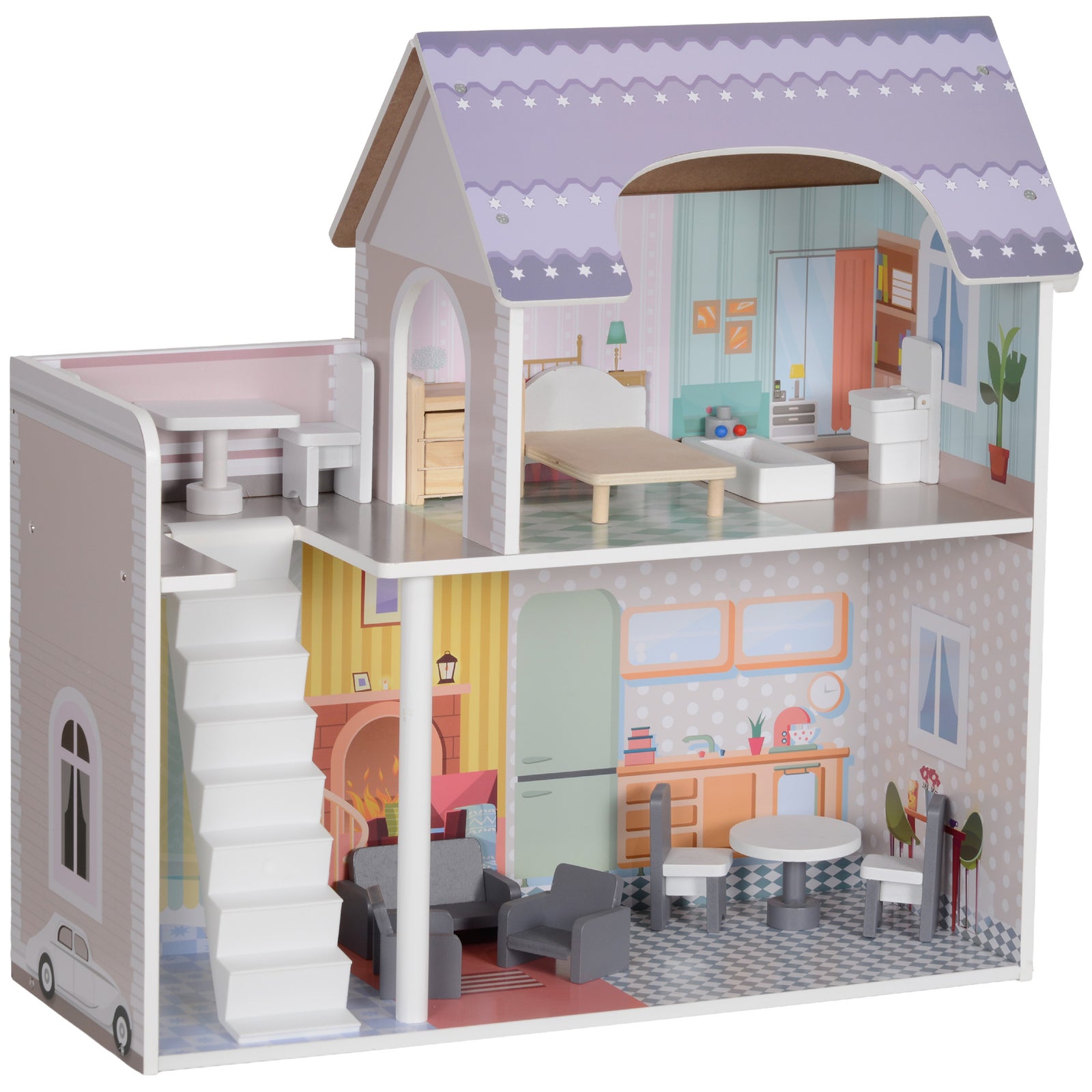 Dolls House With 13 Pieces Furniture & Accessories