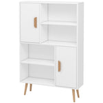 Free Standing Bookcase Shelves Unit With Two Doors White