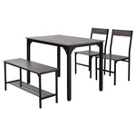 4-piece Industrial Dining Table Set With 2 Chairs And Bench – Vintage Metal Kitchen Furniture | Grey