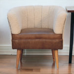 Solid Mango Wood Boucle Cream Buffalo Armchair