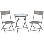 3 Pcs Patio Wicker Bistro Set Foldable Table And Chair Set