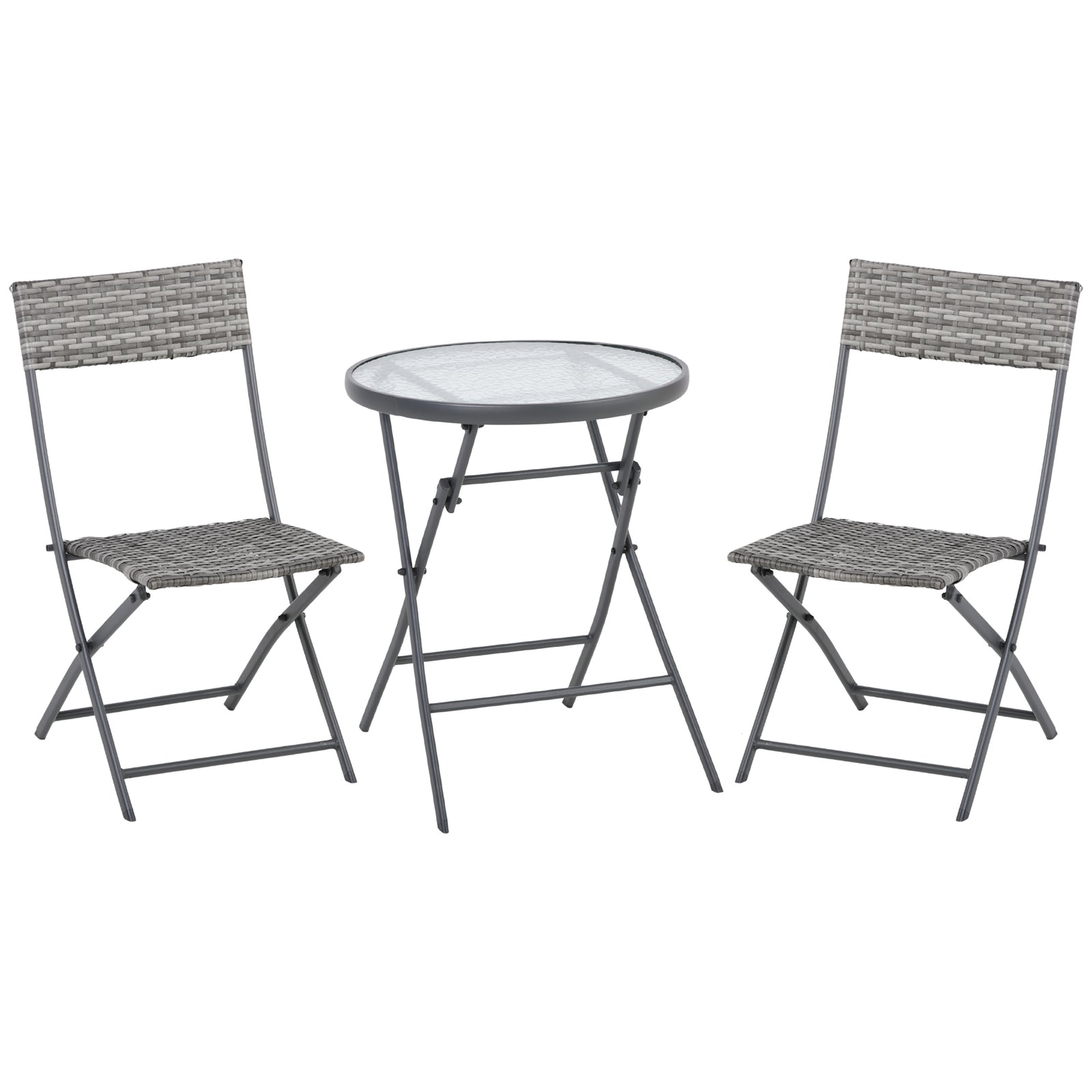 3 Pcs Patio Wicker Bistro Set Foldable Table And Chair Set