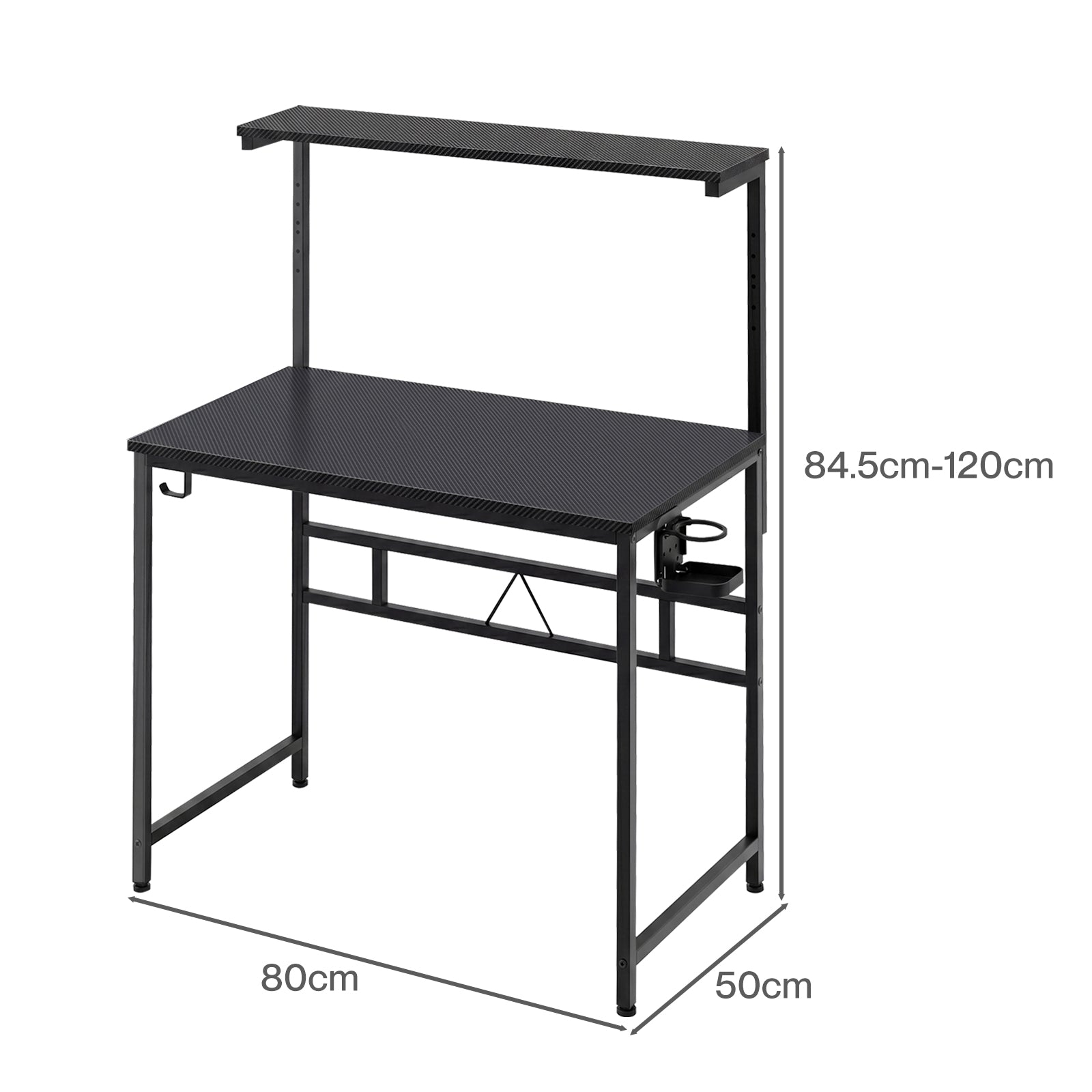 Compact Gaming Desk Pc Computer Table With Adjustable Monitor Shelf | Black