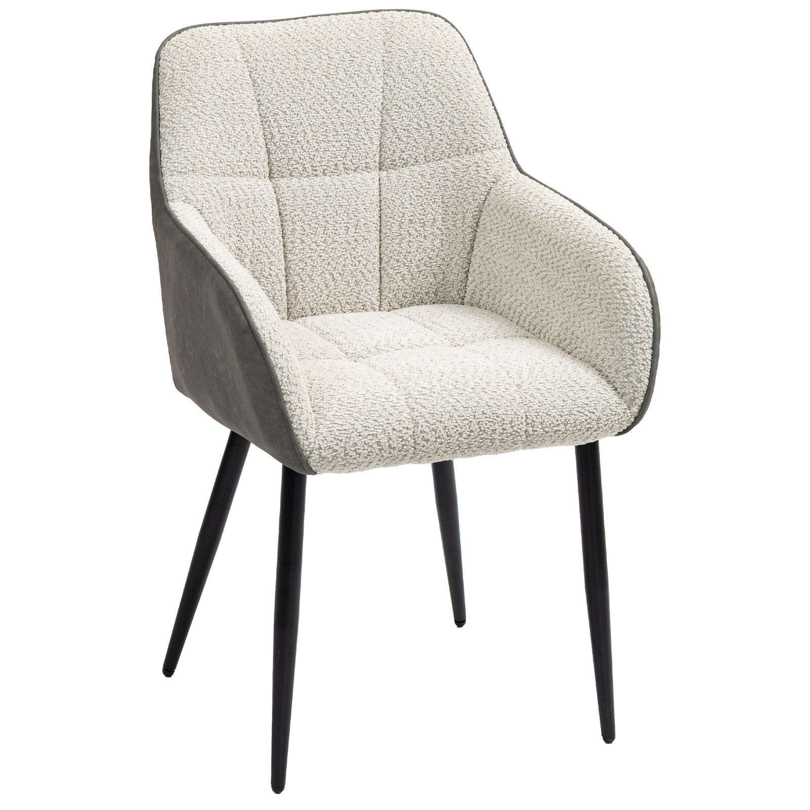 Accent Chair W/ Foot Pads And Chenille Fabric Arm Chair | Cream