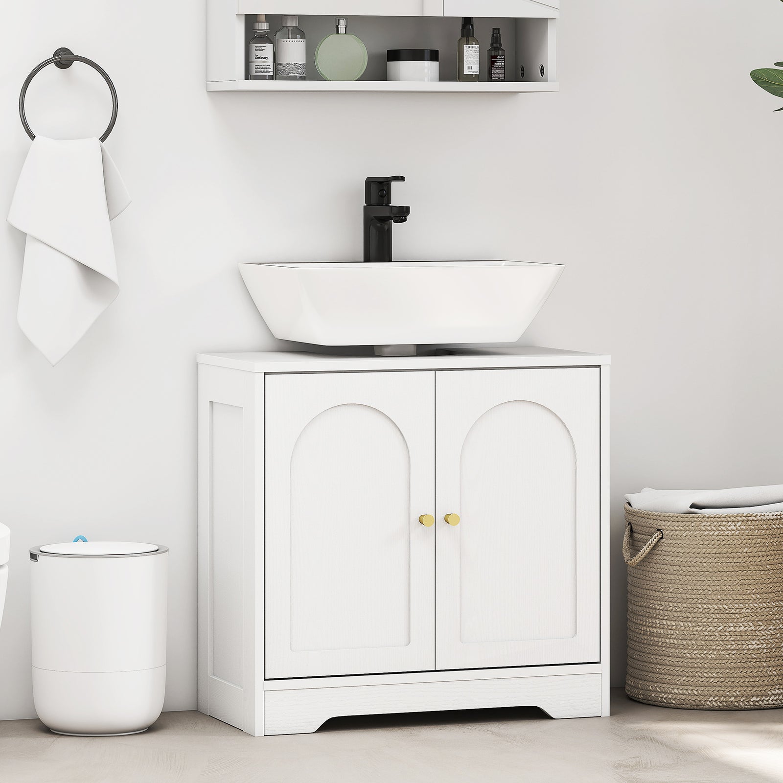 Modern Under Sink Cabinet For Basin Without Or With Pedestal, White