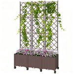 Outsunny Plastic Raised Planter With Trellis And Self Watering Design