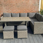 Stylish Knutsford 9 Seat Corner Rattan Dining Set For Outdoor Gatherings | One Size | Grey