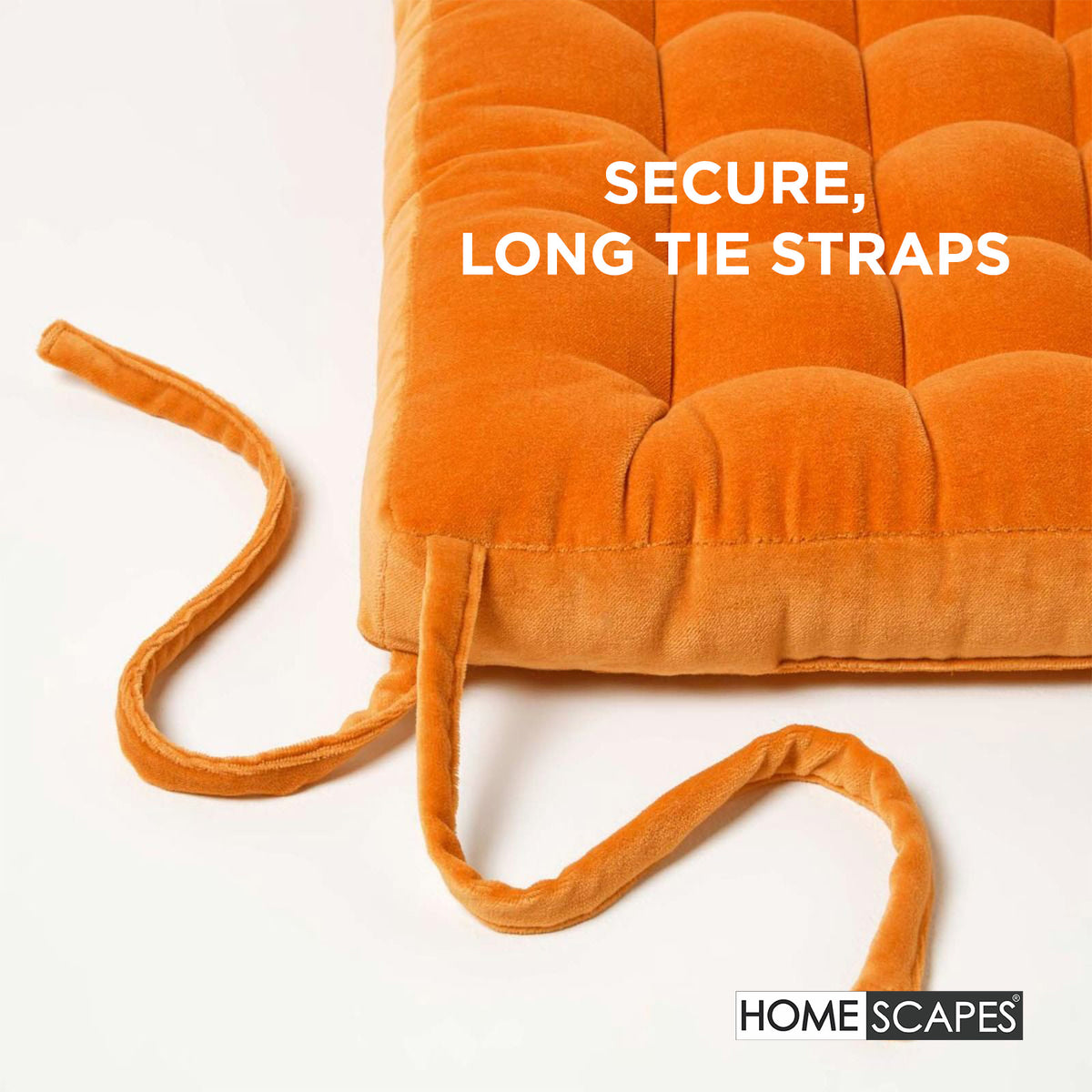 Quilted Velvet Chair Pad, 40 X 40 Cm | Set of 1 | Orange