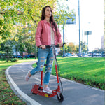 Foldable Powered Scooter With Adjustable Seat And Brake | Red