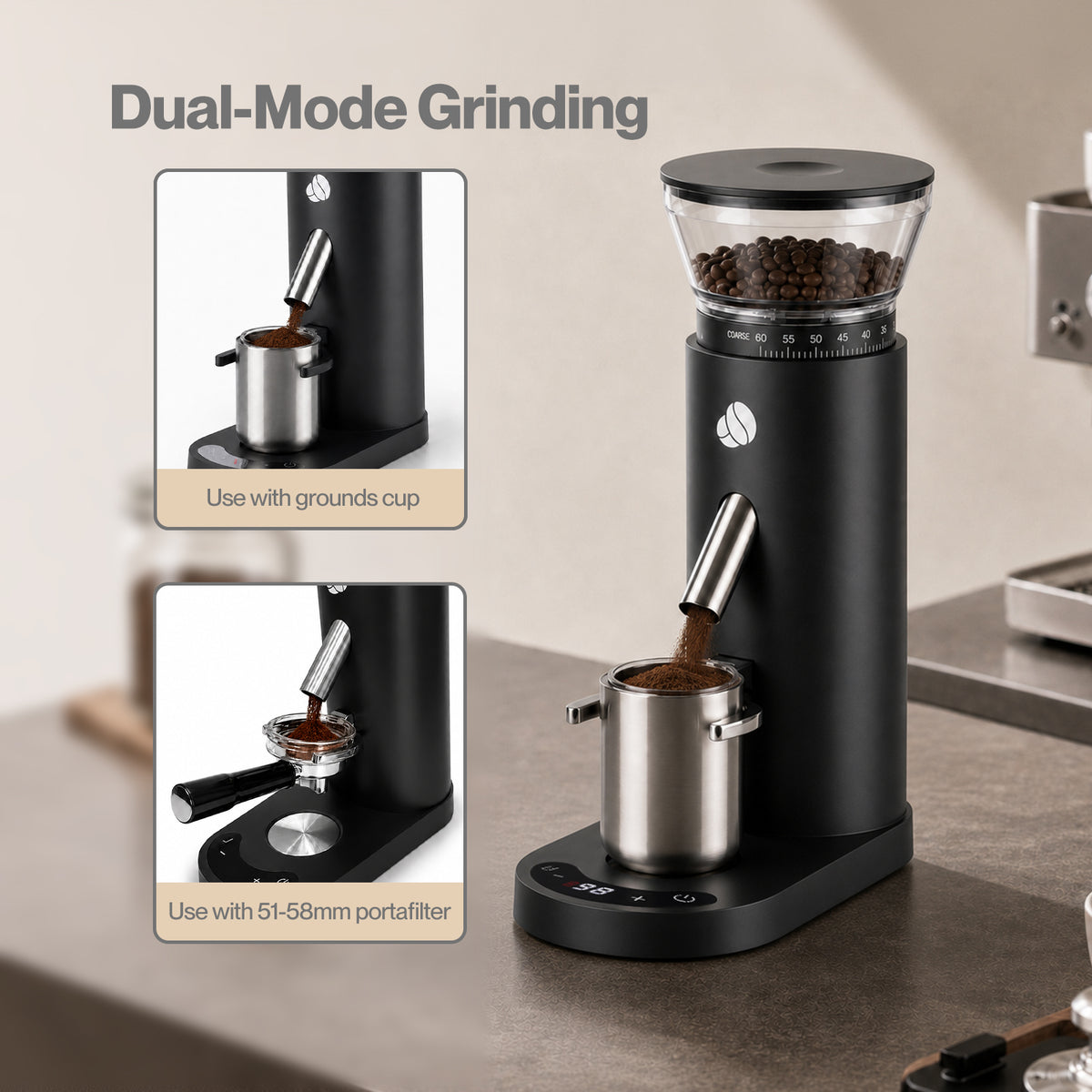 Spector Coffee Grinder Usb Rechargeable Timer Memory 60 Settings Black