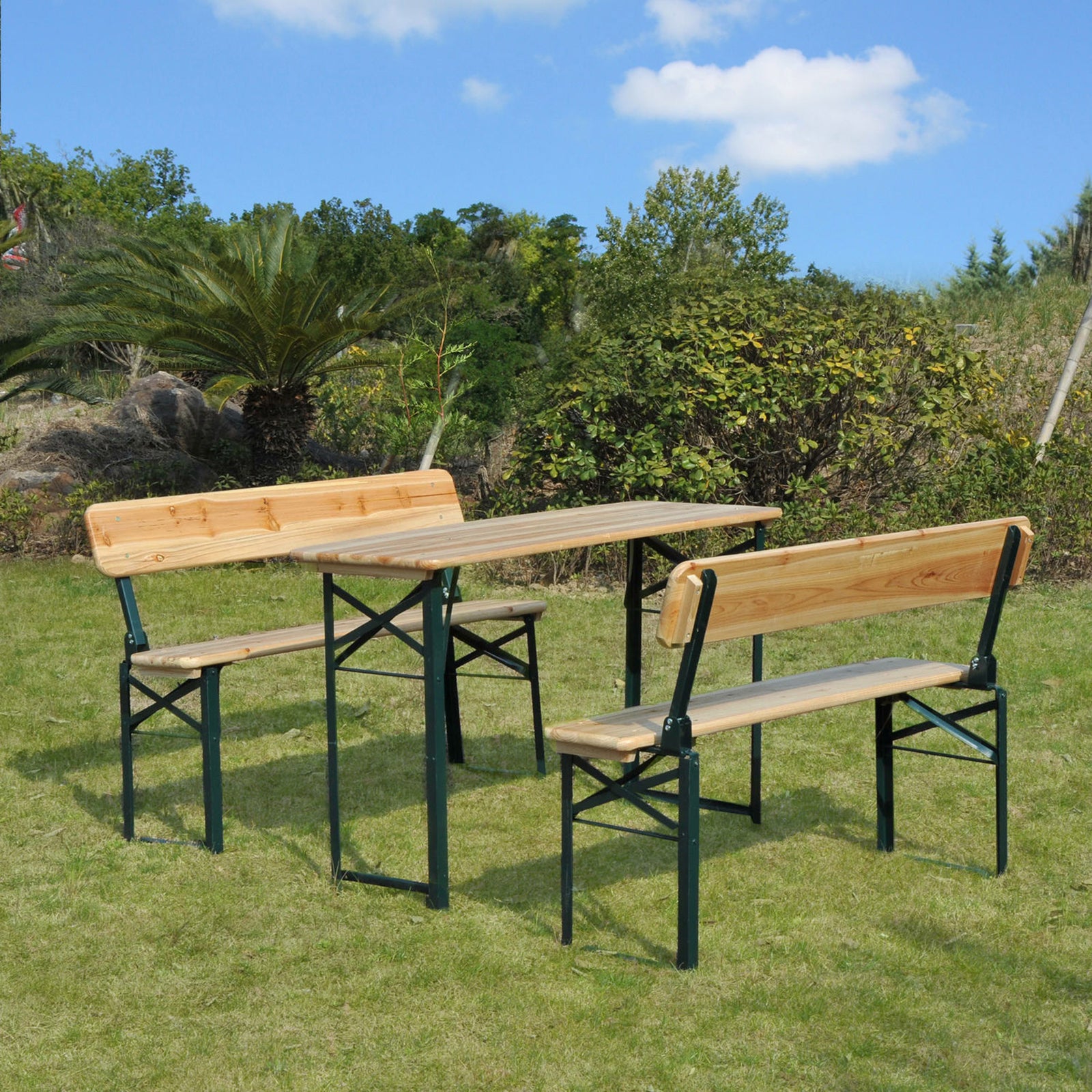 Portable Folding Camping Picnic Table And 2 Benches