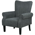Armchair Upholstered Modern Accent Chair With Wood Legs | One Size | Gray