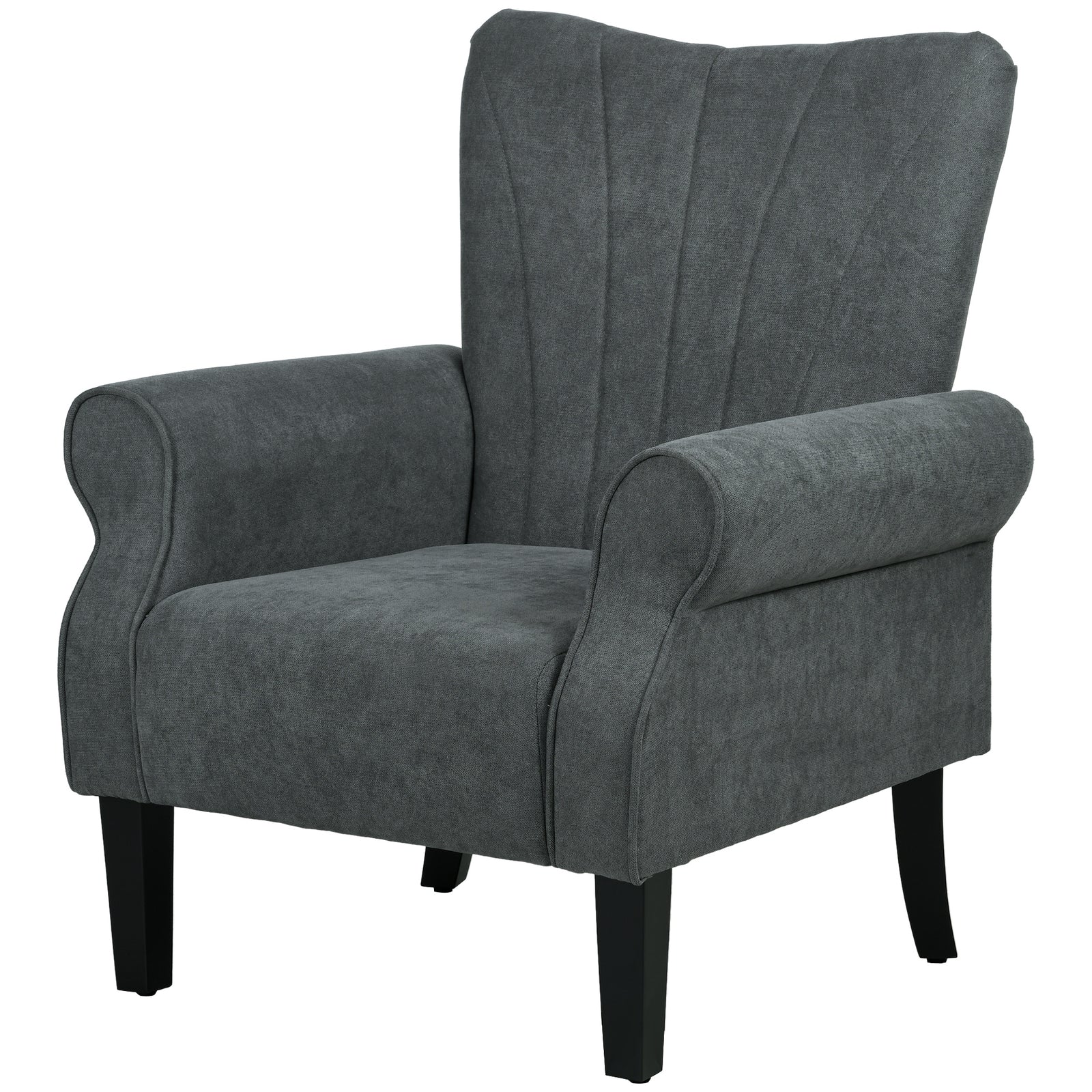 Armchair Upholstered Modern Accent Chair With Wood Legs | One Size | Gray