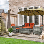 4 Pieces Pe Rattan Wicker Sofa Set Outdoor Conservatory | Orange