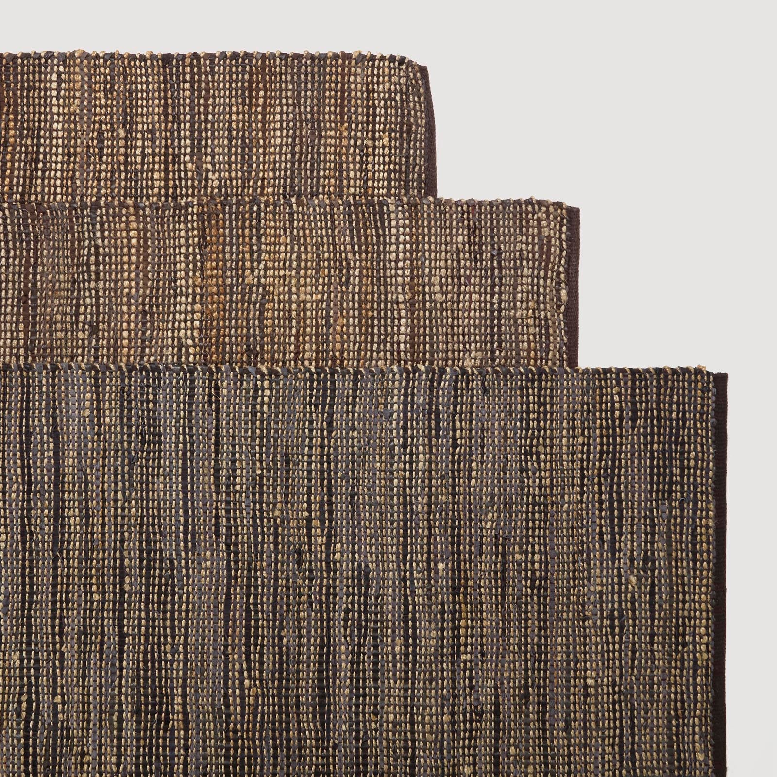Madras Leather Hemp Rug | 150cm x 95cm | Brown