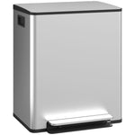 2 X 25l Double Kitchen Bin, Pedal Bin With Soft-close Lid | Silver