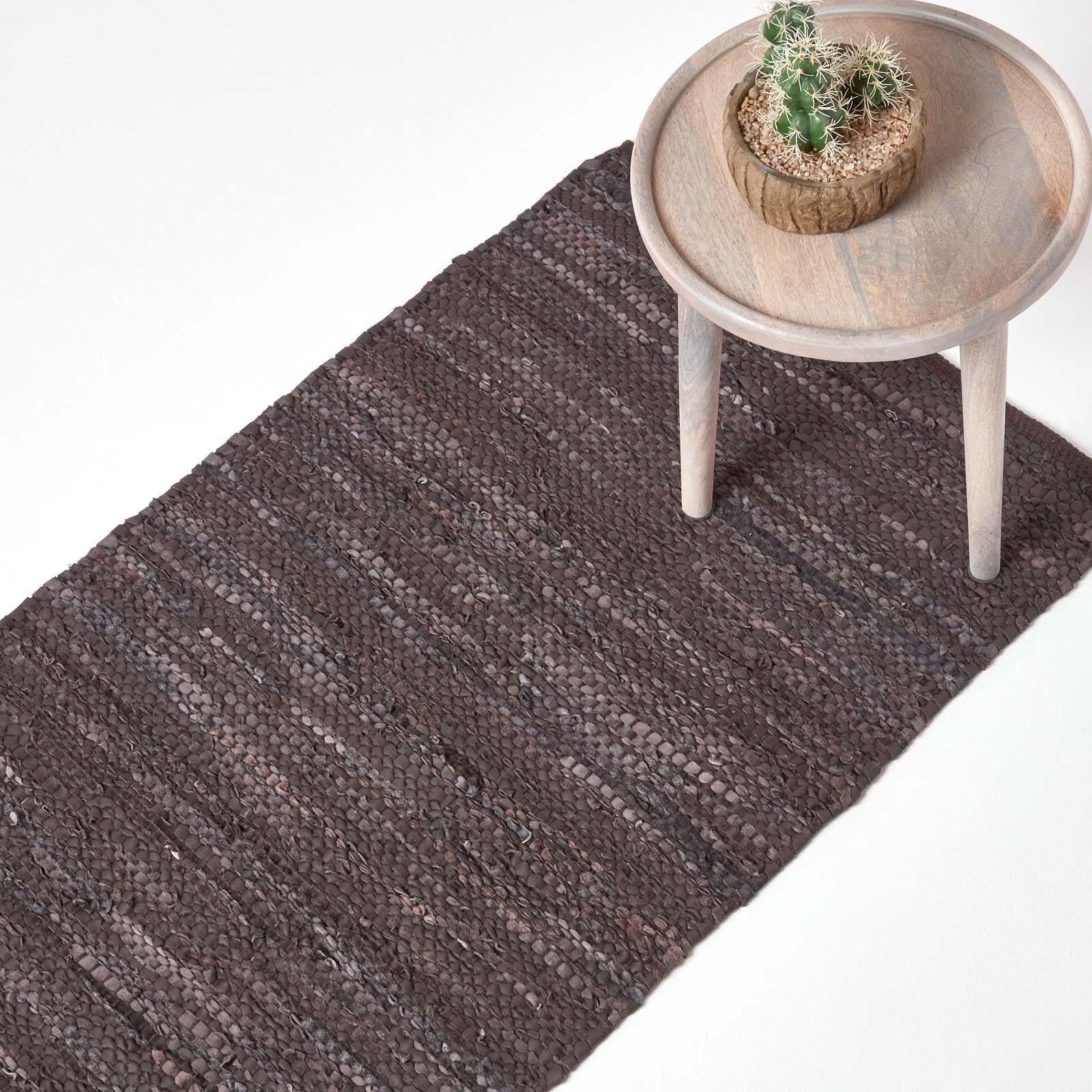 Denver Leather Woven Rug | 200cm | Brown