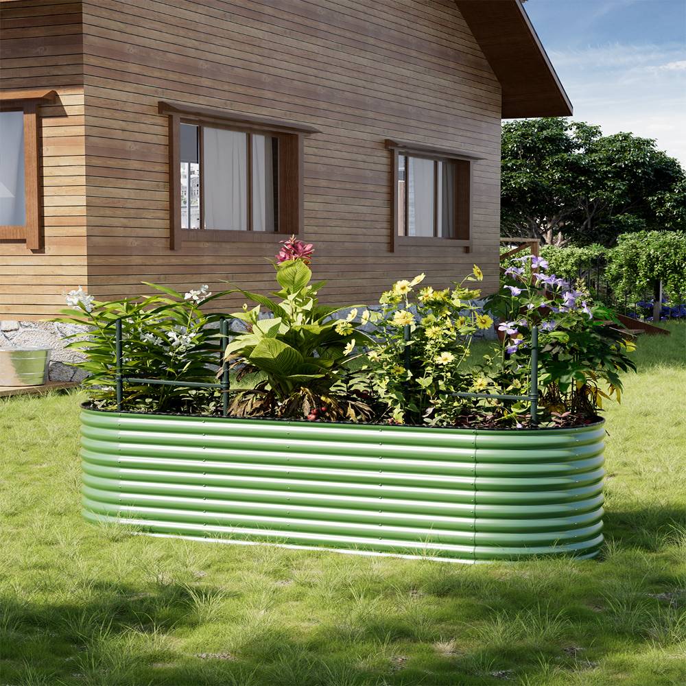 240×80×80cm Oval-shaped Galvanized Steel Raised Garden Bed