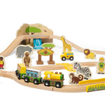 Wooden Safari Train Set - 38 Pieces